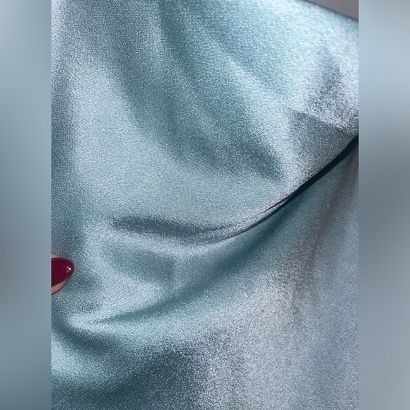 New! ALICE + OLIVIA  🩵 Harmony Drapey Mini Slip Dress in Icey Blue 🩵 Size 2 NWT! - Picture 9 of 14